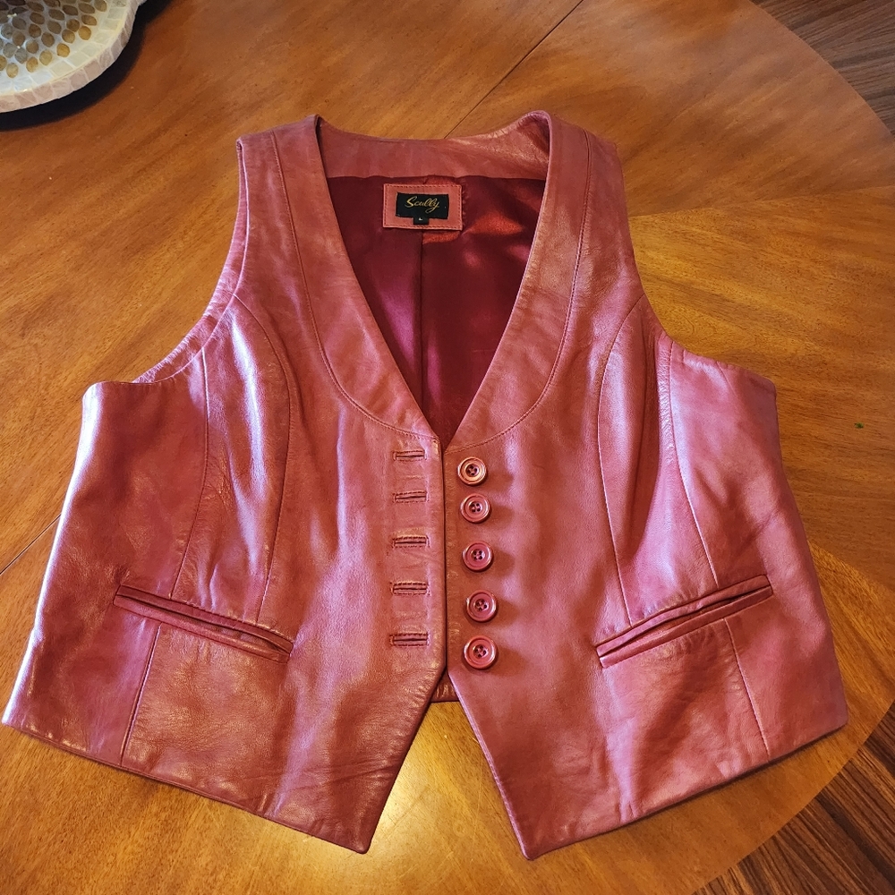 Red leather vest